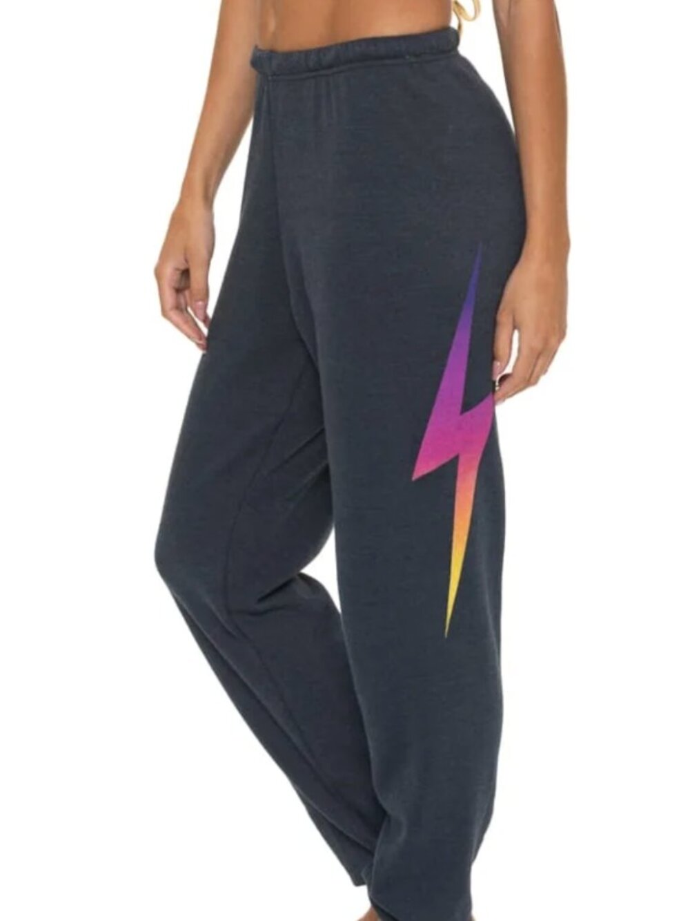 Aviator Nation BOLT FADE SWEATPANTS - CHARCOAL - RAINBOW PINK- Small